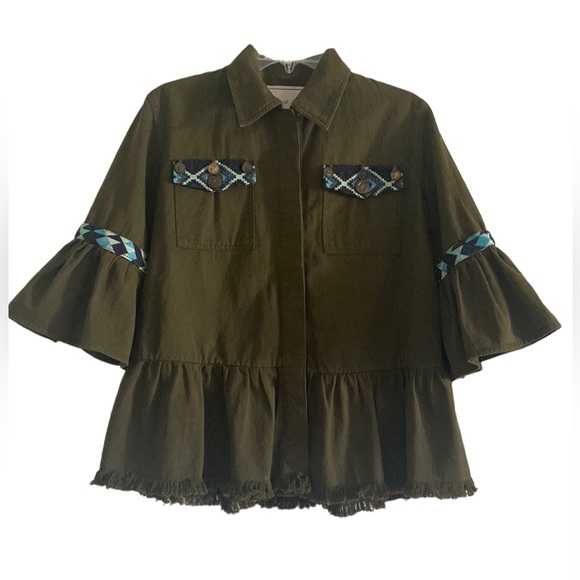 Beautiful Stories/Anthropologie Inika Olive Green Utility Jacket - Size XSmall - Picture 2 of 13